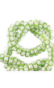 Polymer beads rondelle 7mm - White-spring green
